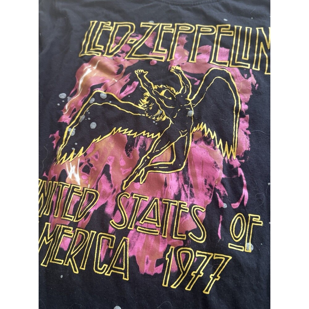 Led Zeppelin USA 1977 Graphic Long Sleeve T-Shirt Black Paint Splatter Unisex M - Picture 2 of 3